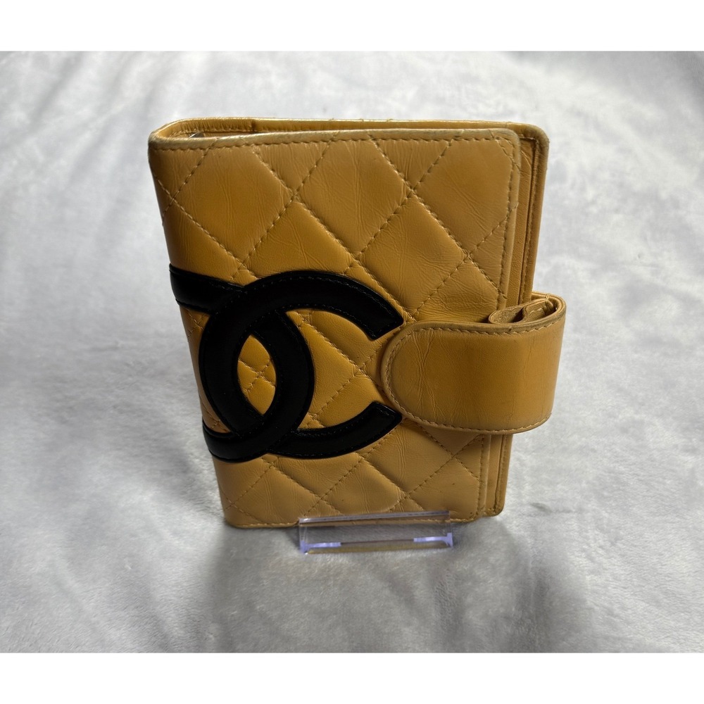 Chanel Quilted Cambone Agenda/Passport Holder Tan/Black